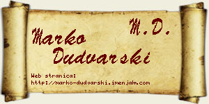 Marko Dudvarski vizit kartica